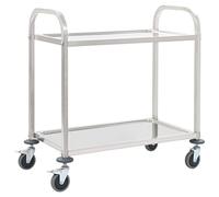 vidaXL Chariot de cuisine à 2 niveaux en acier 95x45x83,5 cm à roulettes