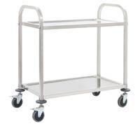 vidaXL Chariot de cuisine à 2 niveaux 95x45x83,5 cm Acier inoxydable avec roulettes à frein