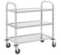 Vidaxl Chariot De Cuisine À 3 Niveaux 95x45x83,5 Cm Acier Inoxydable