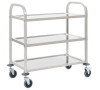 vidaXL Chariot de cuisine à 3 niveaux – Acier inoxydable 96,5x55x90 cm