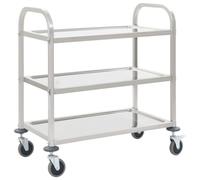 vidaXL Chariot de cuisine à 3 niveaux 96,5x55x90 cm Acier inoxydable