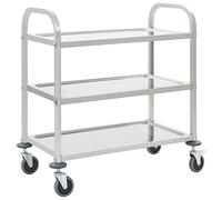 Vidaxl Chariot De Cuisine À 3 Niveaux 95x45x83,5 Cm Acier Inoxydable