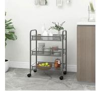 vidaXL Chariot de cuisine à 3 niveaux Gris 46x26x64 cm Fer 336324