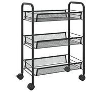 vidaXL Chariot de Cuisine à 3 Niveaux Etagère de Cuisine Chariot de Service Desserte à roulettes Chariot de Ménage Noir 46x26x64 cm Fer