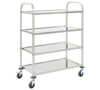 Vidaxl Chariot De Cuisine À 4 Niveaux 107x55x125 Cm Acier Inoxydable