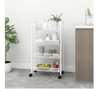 Chariot de cuisine à 4 niveaux Blanc 46x26x85 cm Fer