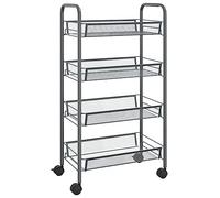 vidaXL Chariot de Cuisine à 4 Niveaux Etagère de Cuisine Chariot de Service Desserte à roulettes Chariot de Ménage Gris 46x26x85 cm Fer