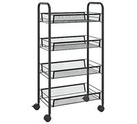 vidaXL Chariot de Cuisine à 4 Niveaux Etagère de Cuisine Chariot de Service Desserte à roulettes Chariot de Ménage Noir 46x26x85 cm Fer