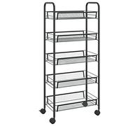 vidaXL Chariot de Cuisine à 5 Niveaux Etagère de Cuisine Chariot de Service Desserte à roulettes Chariot de Ménage Noir 46x26x105 cm Fer