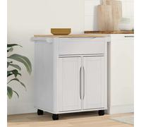 vidaXL Chariot de Cuisine Blanc 72,5 x 45 x 80 cm Bois de Pin Massif, Chariot Moderne, Accessoire de Cuisine Compact, Design élégant, mobilité Facile pour Cuisiner