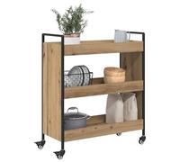 vidaXL Chariot de Cuisine Chêne Artisanal 70 x 30 x 82 cm, Chariot de Cuisine Moderne, Design Rectangulaire, Bois Résistant, Rangement Polyvalent, Gain de Place