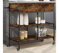 vidaXL Chariot de cuisine chêne fumé 105x42x95 cm bois d'ingénierie