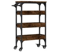 vidaXL Chariot de cuisine 842353 Étagère de rangement avec roulettes Chêne fumé Bois