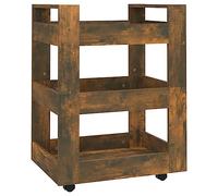 vidaXL Desserte chariot de cuisine, étagère à roulettes, Chêne fumé 60x45x80 cm Bois d'ingénierie