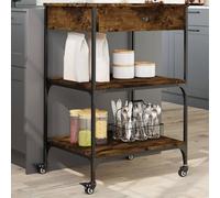 vidaXL Chariot de cuisine chêne fumé 60x48x89,5 cm bois d'ingénierie