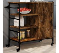 vidaXL Chariot de cuisine chêne fumé 87,5x38,5x84,5 cm bois ingénierie