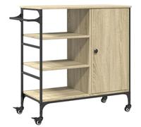 vidaXL Chariot de cuisine Chêne Sonoma – Bois d'ingénierie, étagère avec roues