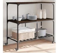 vidaXL Chariot de Cuisine, Étagère avec Roues, Chariot de Service, Meuble de Rangement Salon Salle de Bain Intérieur, Chêne 842310