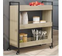 vidaXL Chariot de Cuisine, Étagère avec Roues, Chariot de Service, Meuble de Rangement Salon Salle de Bain Intérieur, Chêne 842317