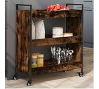 vidaXL Chariot de Cuisine, Étagère avec Roues, Chariot de Service, Meuble de Rangement Salon Salle de Bain Intérieur, Chêne 842318