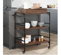 vidaXL Chariot de Cuisine, Étagère avec Roues, Chariot de Service, Meuble de Rangement Salon Salle de Bain Intérieur, Chêne 842345