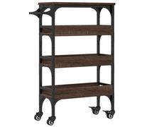 vidaXL Chariot de Cuisine, Étagère de Rangement, Chariot de Service avec roulettes, Organisateur de Maison, Chêne Marron Bois d'Ingénierie