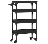 vidaXL Chariot de Cuisine, Étagère de Rangement, Chariot de Service avec roulettes, Organisateur de Maison, Noir Bois d'Ingénierie