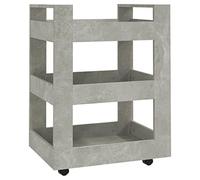 vidaXL Chariot de Cuisine Etagère de Rangement de Cuisine Chariot de Service Desserte à roulettes Stockage Gris Béton 60x45x80 cm Bois d'Ingénierie