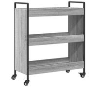 vidaXL Chariot de Cuisine, Étagère avec Roues, Chariot de Service, Meuble de Rangement Salon Salle de Bain Intérieur, Sonoma Gris Bois d'Ingénierie