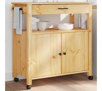 vidaXL Chariot de cuisine MONZA 84x40x90 cm bois massif de pin Marron