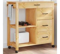 vidaXL Chariot de cuisine MONZA 84x40x90 cm bois massif de pin Marron