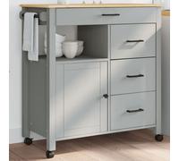 vidaXL Chariot de cuisine MONZA 84x40x90 cm bois massif de pin Marron