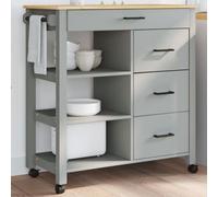 vidaXL Chariot de cuisine MONZA 84x40x90 cm bois massif de pin Marron