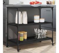 vidaXL Chariot de cuisine noir 102x50x95 cm bois d'ingénierie