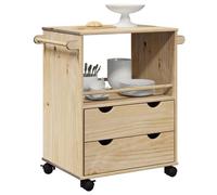 vidaXL Chariot de cuisine OTTA 59x45x80 cm bois massif de pin Marron