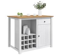 vidaXL Chariot de Cuisine Panama 2 pcs Blanc et Cire de Miel, Chariot de Cuisine, Ateliers Rustiques, Grand Rangement, Îlot Mobile, Serveur de Nourriture, Chariot à Boissons