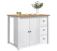 vidaXL Chariot de Cuisine Panama 2 pcs Blanc et Cire de Miel, Organisateur de Cuisine, îlot Mobile Rustique, Grande Station de préparation, Chariot culinaire Roulant