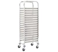 vidaXL Chariot de Cuisine pour 16 Plateaux 38x55x163 cm INOX