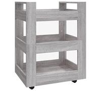 vidaXL Chariot de Cuisine Etagère de Rangement de Cuisine Chariot de Service Desserte à roulettes Stockage Sonoma Gris 60x45x80 cm Bois d'Ingénierie
