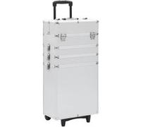 Chariot de Maquillage Coffret Mallette de Beauté Trolley à Maquillage Valise de Maquillage Cosmétique Stockage Maison Aluminium Argenté