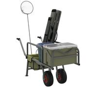 vidaXL Chariot de pêche vert avec 2 roues acier enduit de poudre
