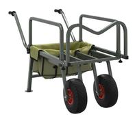 vidaXL Chariot de pêche vert avec 2 roues acier enduit de poudre, chariot à main, remorque de camping trobike, remorque de vélo, chariot de plage
