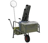 vidaXL Chariot de pêche vert avec roue acier enduit de poudre