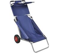 vidaXL Chariot de plage portable et pliable avec roues – Bleu pêche – Pique-nique