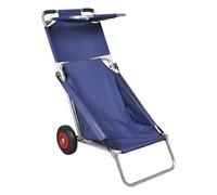 vidaXL Chariot de plage portable et pliable avec roues – Bleu pêche – Pique-nique