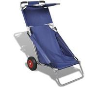 vidaXL Chariot de Plage avec Roues Portable et Pliable Bleu Pêche Pique-Nique