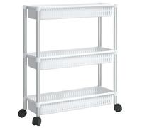 vidaXL Chariot de rangement 3 étagères Argenté et blanc Aluminium