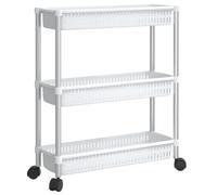 vidaXL Chariot de Rangement à 3 Niveaux Argenté et Blanc Aluminium