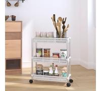 Chariot de rangement à 3 niveaux Argenté et blanc Aluminium Argenté et blanc G