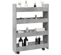 vidaXL Chariot de rangement étroit 4 niveaux gris béton Gris